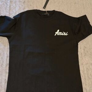 AMIRI Black Tee with White Script Logo
